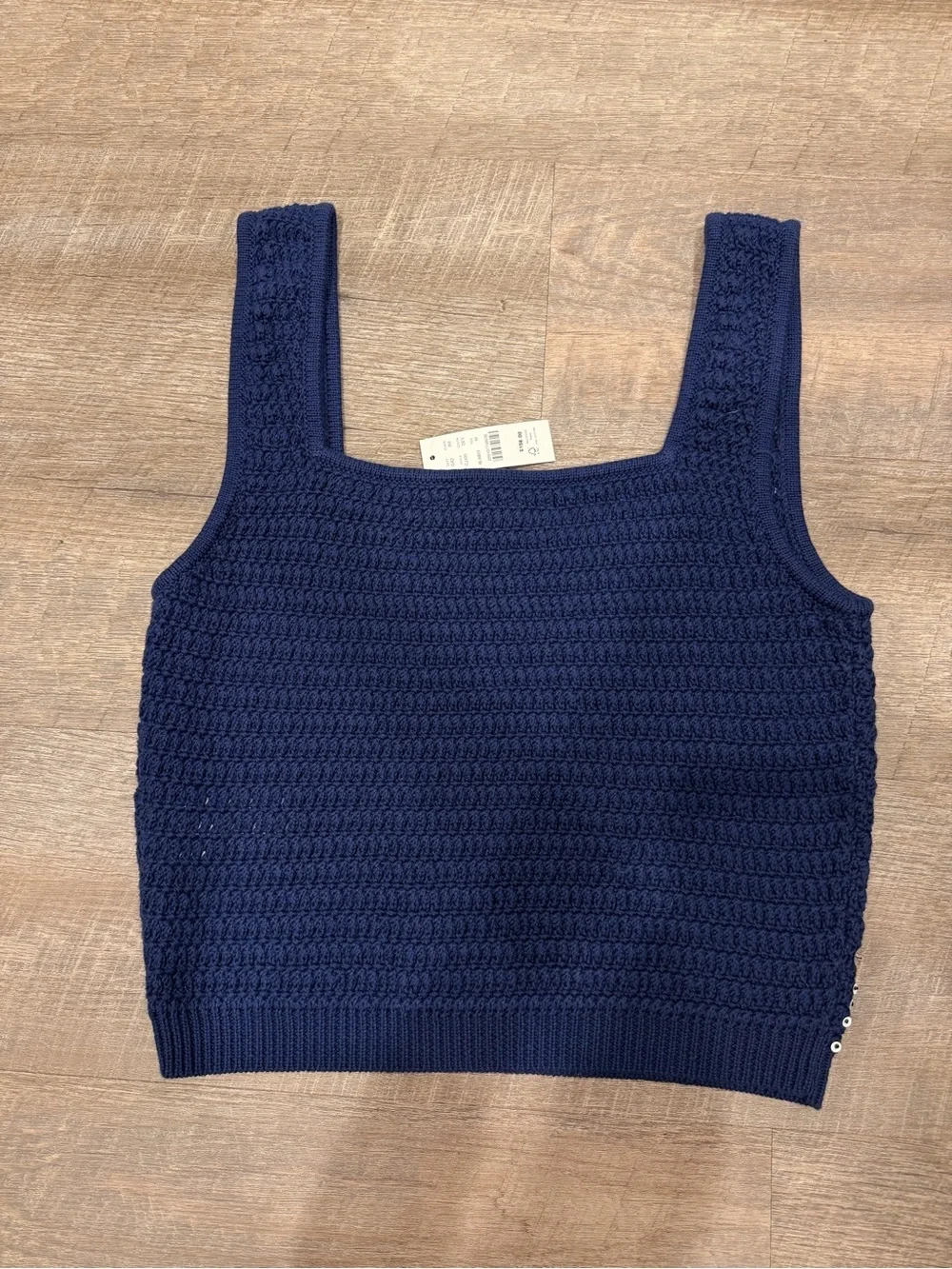 J.Crew Hand-Embellished Mirror Sweater Tank NWT Size M 100% Cotton Coastal Chic